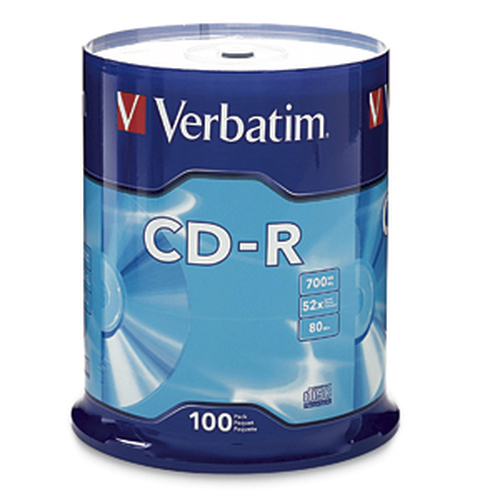 CD Verbatim Standard 120mm CD-r Media 700 MB/ 80 min, 100 Pieza(s)