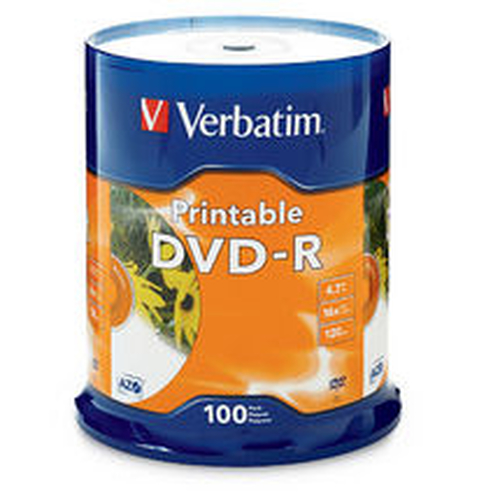 DVD-r Verbatim 4.7GB 16x Blanco Imprmible Spindle C/100