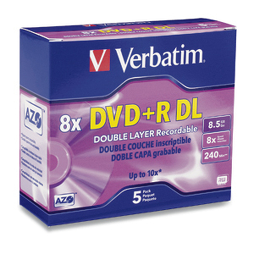 Dvd+r Verbatim Dl 8.5GB 8x Caja C/5 Pzas