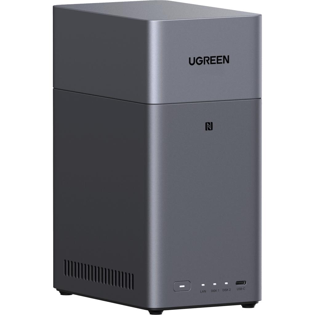NAS Ugreen DH2300, Ugos Pro, RK3576, RAM 4GB, SATA, 2 Bahias Soporta 60TB (no Incluye Disco), Gris