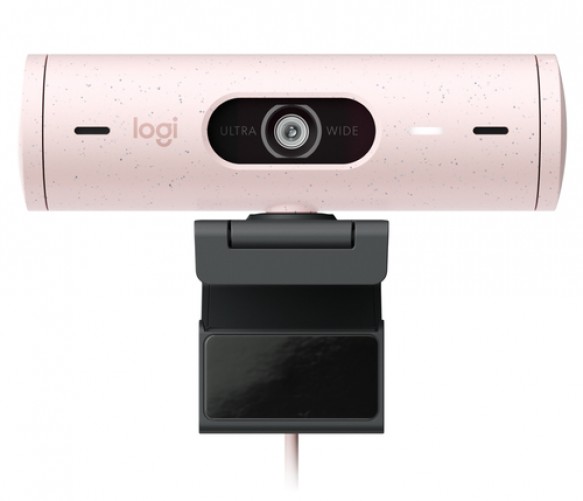 Camara Web Logitech Brio 500 4MP, Resolucion 1920 x 1080 Pixeles, Velocidad 60 fps, con Full HD, con Microfono, USB-C, Color Rosa