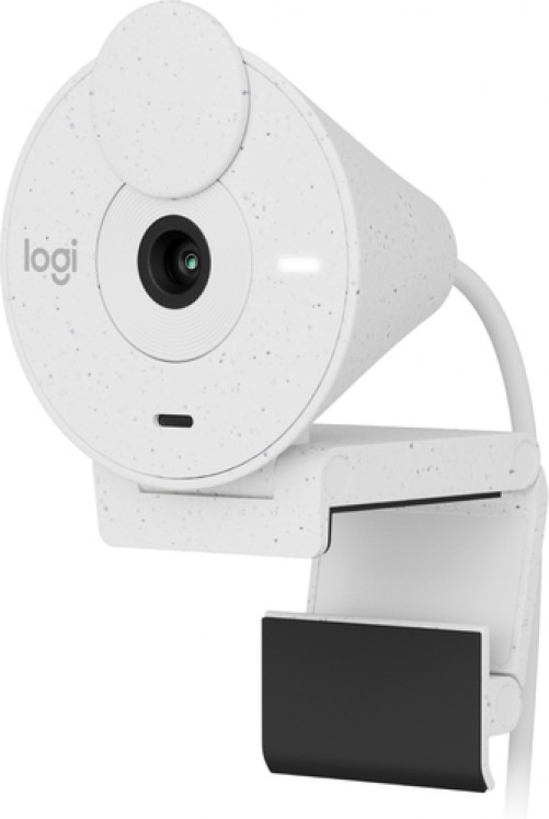 Cámara Web Logitech Brio 300 2 MP, Resolucion 1920 x 1080 Pixeles, Velocidad 30 fps, con Micrófono, USB-C, Color Blanco