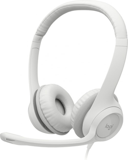 Diadema Logitech H390 para Oficina/centro de Llamadas, Microfono Boom, Alambrico, Color Blanco