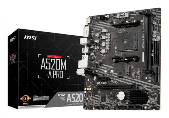 Tarjeta Madre MSI A520M-A Pro, Socket AM4, 2x DDR4 4600MHz, 1x M.2, 1x HDMI, Micro ATX