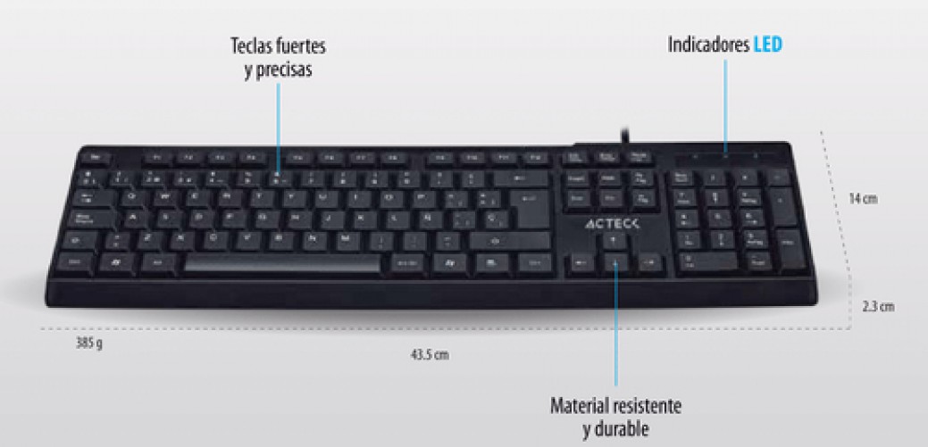 Teclado Acteck TA210 Alambrico, USB, 105 Teclas, Negro