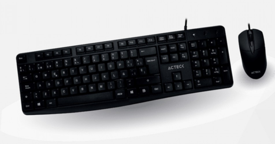 Kit Teclado y Mouse Acteck MK210 Alambrico, USB, Negro