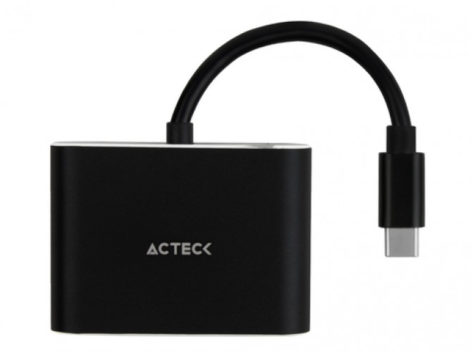 Adaptador Acteck USB-C a HDMI/VGA Hembra, Negro