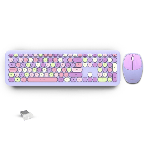 Kit Teclado y Mouse Acteck Creator Chic Colors MK475 Inalambrico, USB, Morado