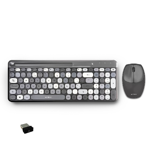 Kit Teclado y Mouse Acteck Creator Chic Colors MK470 Inalambrico, USB, Gris