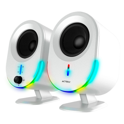 Bocinas Acteck BS630 2.0, USB, Bt, Inalámbrico y Alámbrico, PC, Blanco