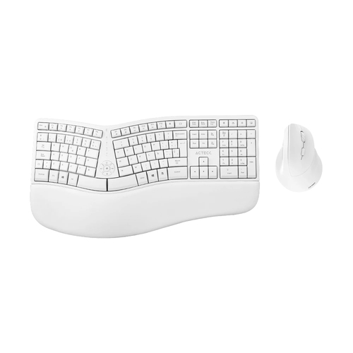 Kit de Teclado y Mouse Acteck MK770 Inalambrico, Ergonomico, Multimedia, Blanco