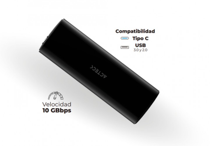 Gabinete SSD M.2 Acteck Plus HC650, 1x USB-C, 1x USB-A, 10 Gbps, PCI-e Gen3, Negro