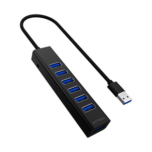 Hub Acteck 7 en 1, USB A USB-A 3.1, 5 Gbit/s, Negro
