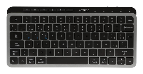 Teclado Acteck Inspire Krea TI750 Español, Inalámbrico, Rf Inalámbrico + Bluetooth, Interruptor de Llave de Tijera, Negro, Gris