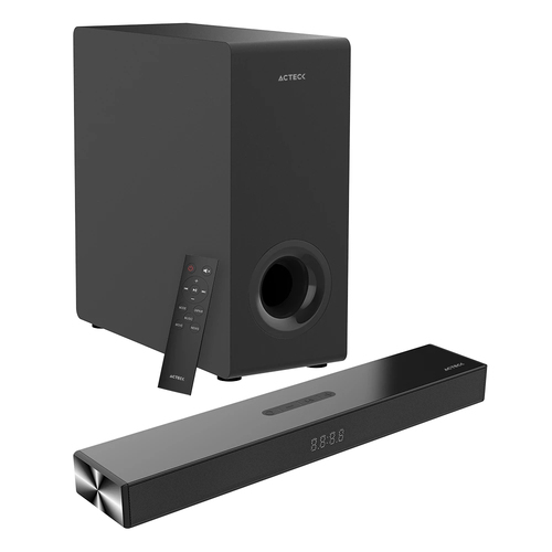 Barra de Sonido con Subwoofer Acteck Dynamic Thin BS600, Bluetooth, 3.5 mm, USB, HDMI, Negro