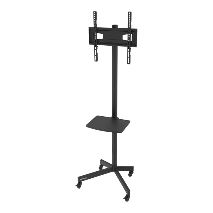 Soporte Movil para Pantallas con Repisa Acteck SP700, Max. Tamano 65", Peso Max. 40 kg., Negro