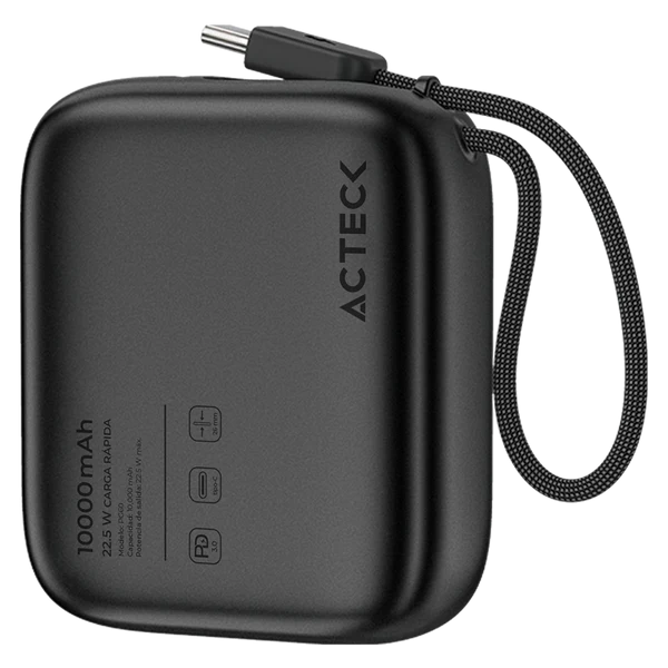 Power Bank Acteck Energon Go Plug Pro PG60 10.000mAh, USB-C, 22.5W, Negro