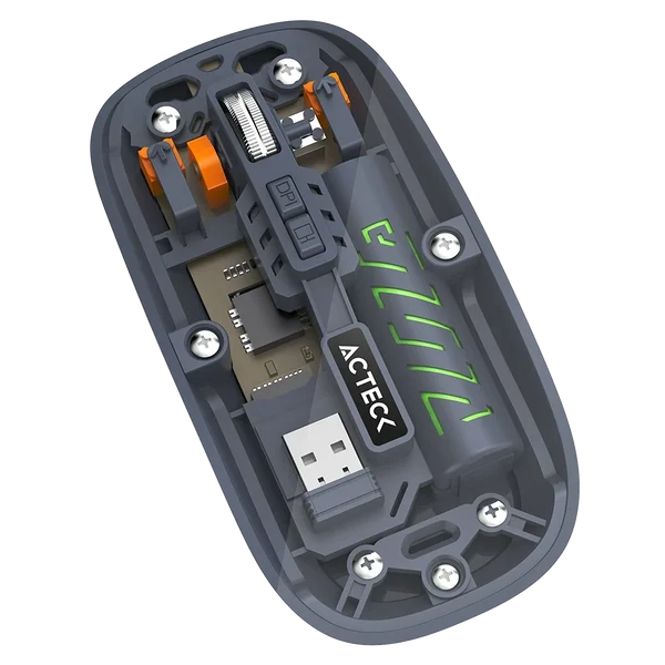 Mouse Optico Inalambrico Acteck Aero One MI455G, 3200 dpi, Receptor USB, Bluetooth, Negro.