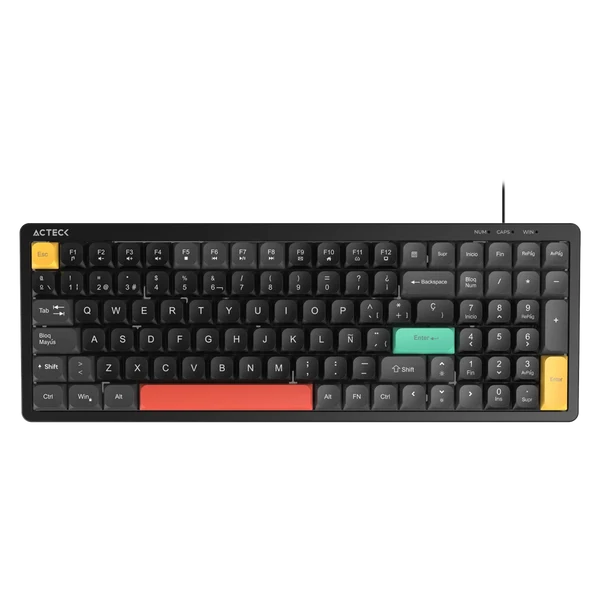Teclado Gamer Acteck Techno Core TA780 Elite, Alambrico, Retroiluminado RGB, USB. Negro