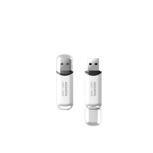 Memoria USB Adata 32GB C906, 32GB, 2.0, Factor de Forma Tapa, Color Blanco