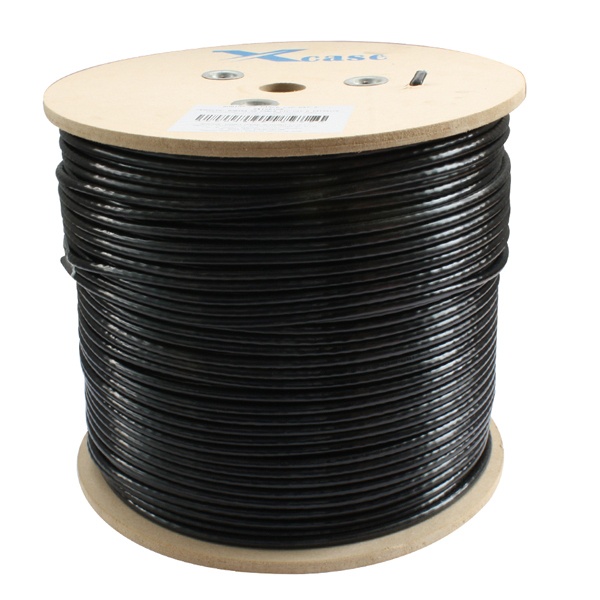Bobina Xcase Cable UTP Cat6 para Exterior, 305m, .50MM Doble Forro, Color Negro