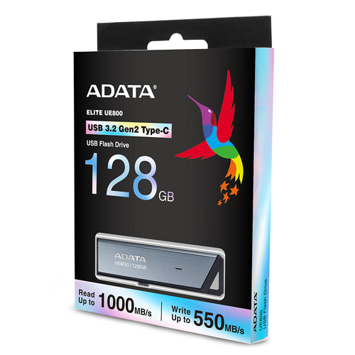 Memoria USB Adata UE800 128 GB USB Tipo C, 3.2 Gen 2 (3.1 Gen 2), Color Plata