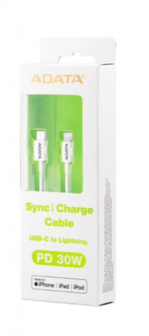 Cable Adata Lightning a USB Tipo C, 30W, 1 Metro, Blanco