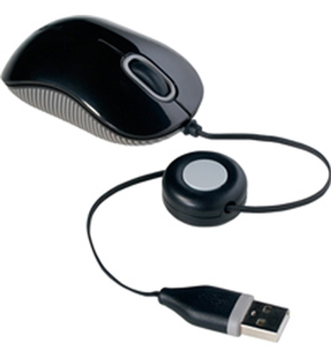Mouse Optico Retractil Targus (AMU75US) Diseño Compacto, USB, 1000dpi, 3 Botones, Color Negro