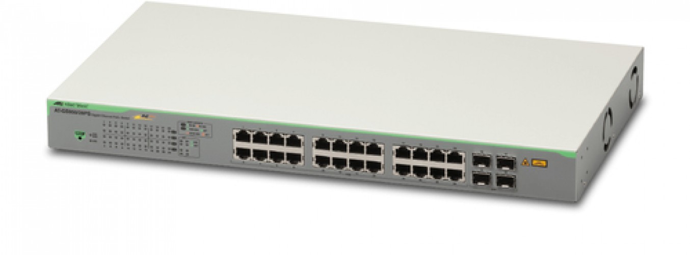 Switch Allied Telesis AT-GS950/28PS-10 Gestionado, RJ-45 24, Gigabit Ethernet (10/100/1000), 24 PoE, 1U, Gris