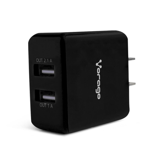 Cargador USB De Pared Vorago AU-106, 2 Puertos 1a y 2.1A, 5V, Color Negro