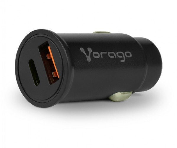 Cargador para Auto Vorago AU-305-BK Tipo C, 1x USB Tipo C, 1x USB, Color Negro