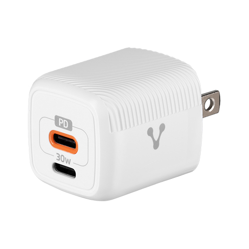 Cargador Vorago AU-355-WH 110-240 V, Teléfono Móvil, Interior, 2USB-C, Carga Rápida, 30 W, Blanco