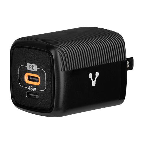 Cargador Vorago AU-402-BK 110V ~ 240V, Teléfono Móvil, Interior, 2USB-C, Carga Rápida, 45 W, Negro