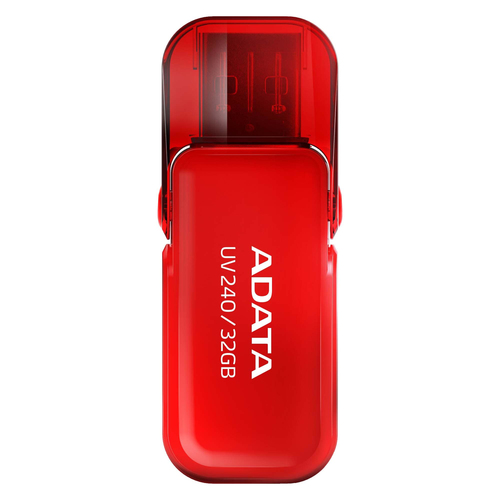 Memoria USB Adata UV240, 32GB, 2.0, Factor de Forma Tapa, Color Rojo