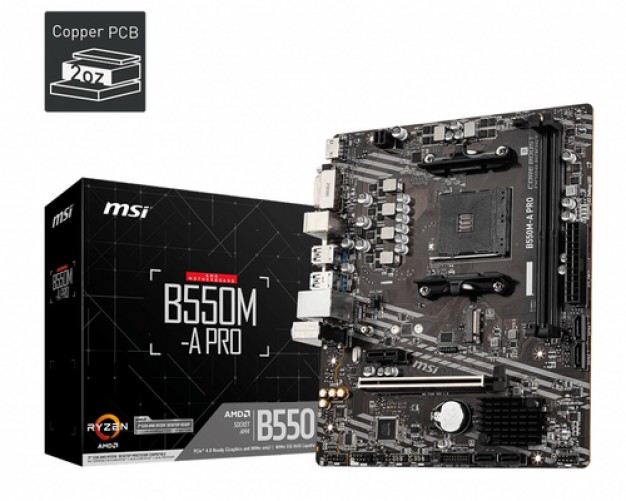 Tarjeta Madre MSI B550M-A Pro, Socket AM4, 2x DDR4 4600 MHz, 1x M.2, 1x HDMI, Micro ATX