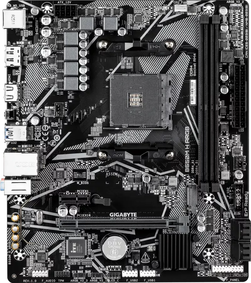 Tarjeta Madre Gigabyte B550M H Argb, Micro-ATX, Socket AM4, AMD B550, 64GB DDR4, HDMI/DP para AMD