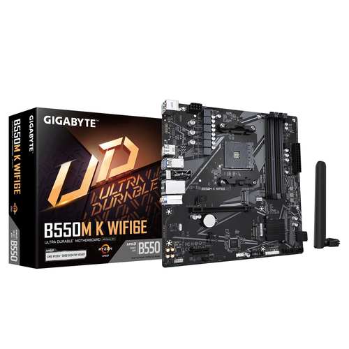 Tarjeta Madre Gigabyte B550M K WIFI6E Socket AM4, 4 DDR4-SDRAM, Micro ATX, WiFi, Bluetooth