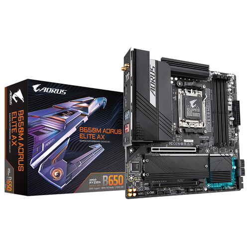 Tarjeta Madre Gigabyte B650M Aorus Elite Ax, Skt AM5, Micro ATX, 4x Dimm DDR5