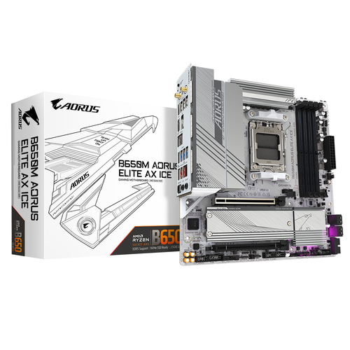 Tarjeta Madre Gigabyte B650M Aorus Elite Ax Ice Socket AM5, 4 DDR5-SDRAM, WiFi