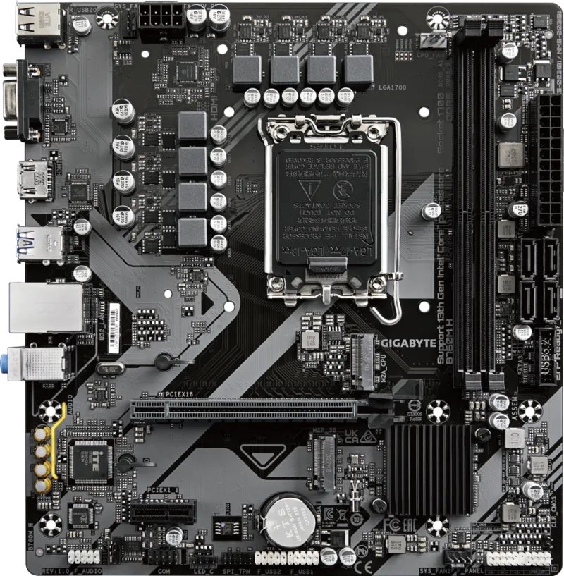 Tarjeta Madre Gigabyte B760M H, Socket LGA1700, Chipset Intel B760, Micro ATX, 2 Ranuras DDR5, 2 M.2 PCIe 4.0, HDMI, VGA.