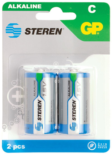 Batería Steren BAT-C2 Alcalino, 1.5 V, Azul, Verde, Gris