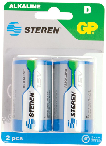 Batería Steren BAT-D2 Alcalino, 1.5 V, Azul, Verde, Gris