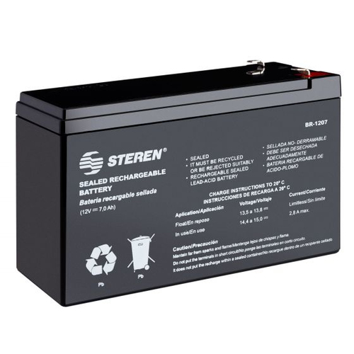 Bateria Steren BR-1207 Sealed Lead Acid (vrla), 12 V, 7000 mAh, Negro