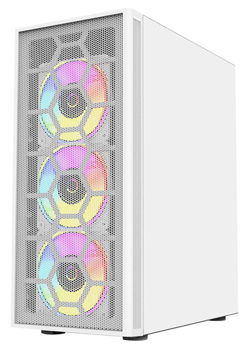 Gabinete Gamer Balam Rush Media Torre Dragonfly II Mesh GM740 ATX Panel Izq Cristal Frente Malla USB 3.0/4FAN RGB Blanco