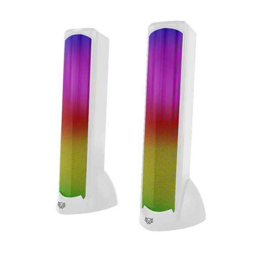 Bocinas Balam Rush Glimm Tower BG575 2.0, USB, 3.5 mm, Bt, Inalámbrico y Alámbrico, PC, Blanco