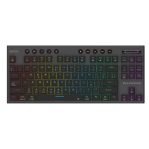 Teclado Gamer Balam Rush Dominate Expert GK959, Inalambrico, Bluetooth, Mecanico, Negro