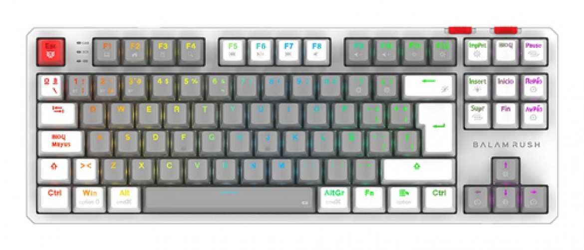 Teclado Mecanico Balam Rush Level Pro GK990 Espanol, Inalambrico / Alambrico, RGB, Gris