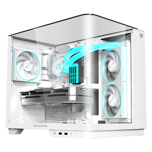 Gabinete Balam Rush Tank Expert Curve 6800 Midi Tower, Vent. 1x 120 mm, Transparente, Blanco