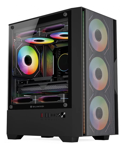 Gabinete Balam Rush Nitrox Edge Pro Aircool 4900C, Mini-tower, Mini-itx, 4x Ventiladores, Negro