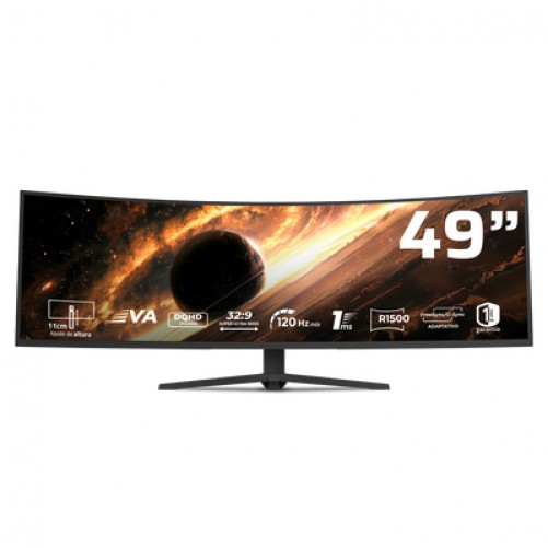 Monitor Gamer Curvo Balam Rush Cosmos Titan MCT49X LED VA 49", 5120x1440, G-sync/freesync, 120Hz, HDMI/DP, Bocinas, Negro